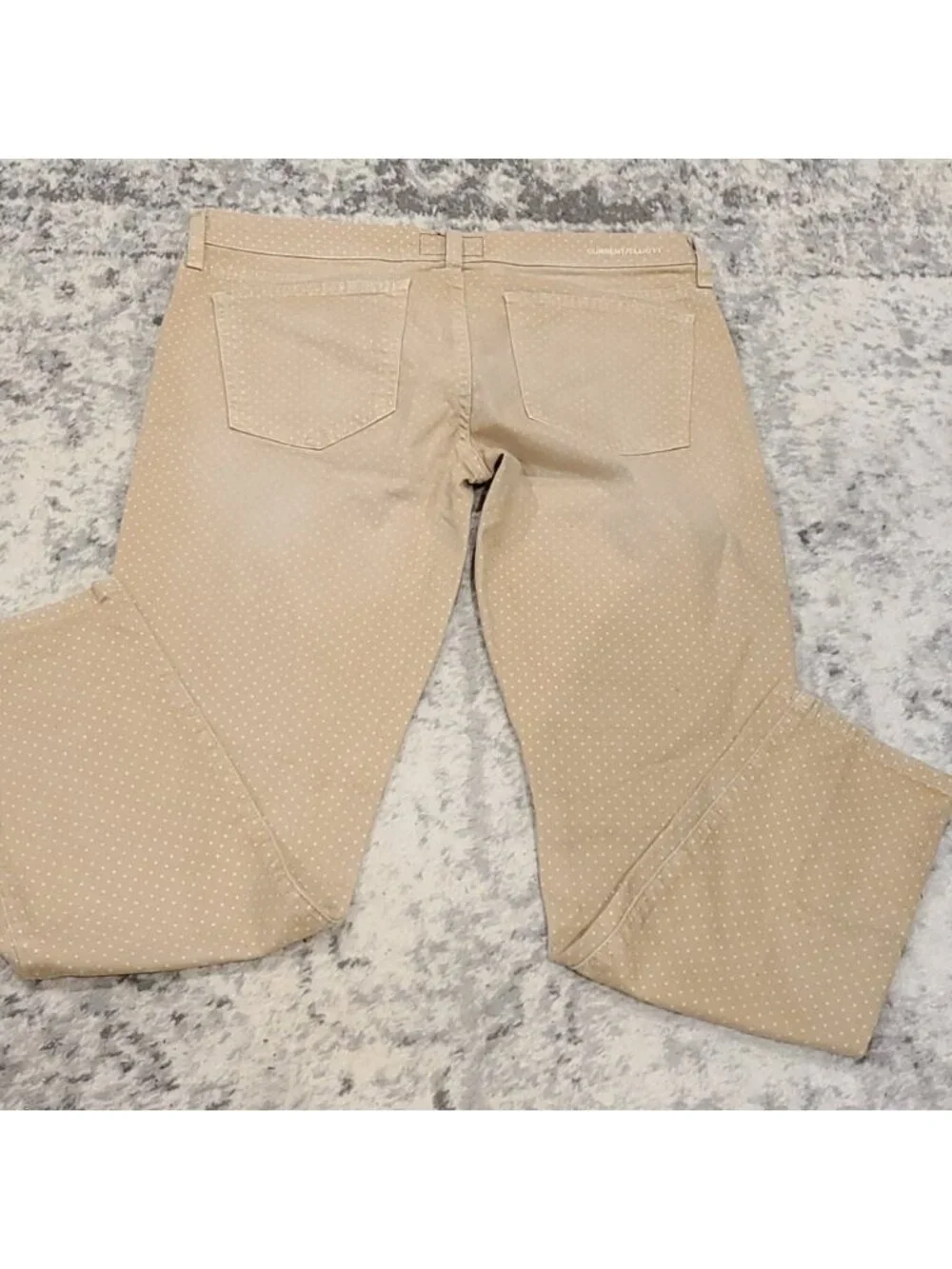 Current/Elliot beige polka dot skinny jeans